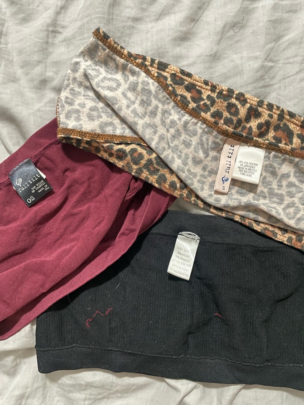 3/$10 3-Pack of Bandeaus - Burgundy, Black & Leopard - Picture 2 of 2